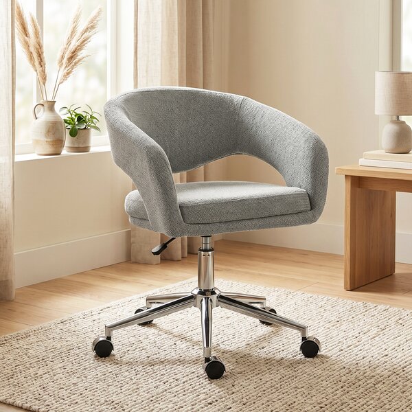 HOMCOM Sedia Ufficio Ergonomica in Chenille con Altezza Regolabile, Grigio | Aosom Italy
