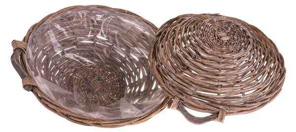 Set 2 Cesto Rotondo Basso in Vimini Larghezza 40 cm