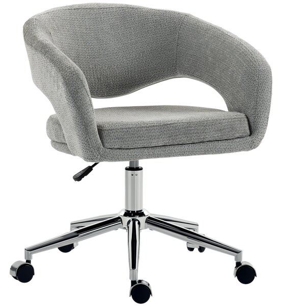 HOMCOM Sedia Ufficio Ergonomica in Chenille con Altezza Regolabile, Grigio | Aosom Italy