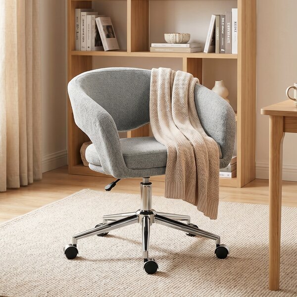 HOMCOM Sedia Ufficio Ergonomica in Chenille con Altezza Regolabile, Grigio | Aosom Italy