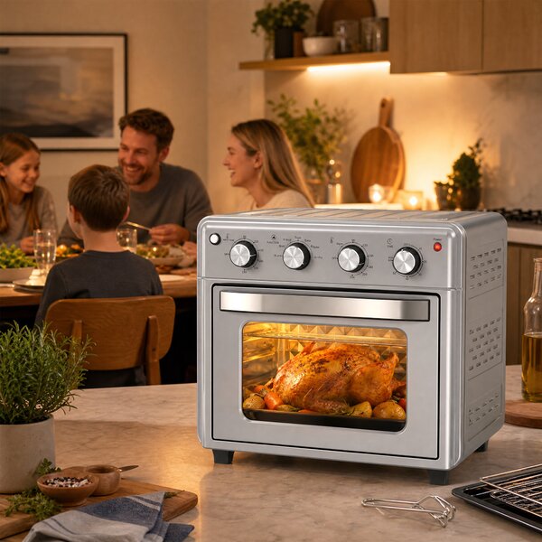 HOMCOM Fornetto Elettrico 30L 1600W Funzione Friggitrice ad Aria con 7 Modalità di Riscaldamento e Timer | Aosom Italy