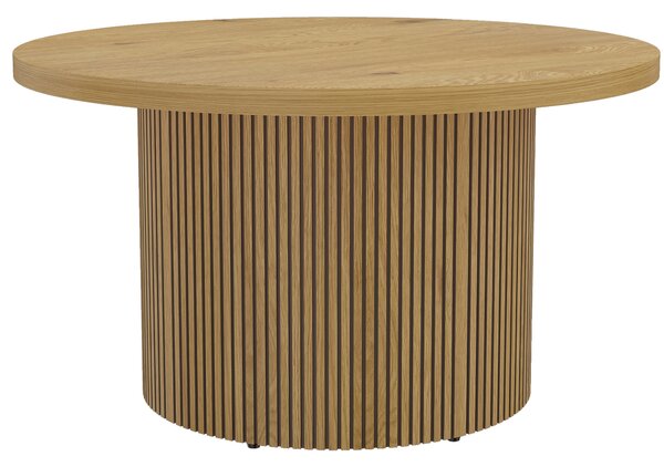 HOMCOM Tavolino moderno rotondo in legno con base scanalata, effetto legno naturale | Aosom Italy