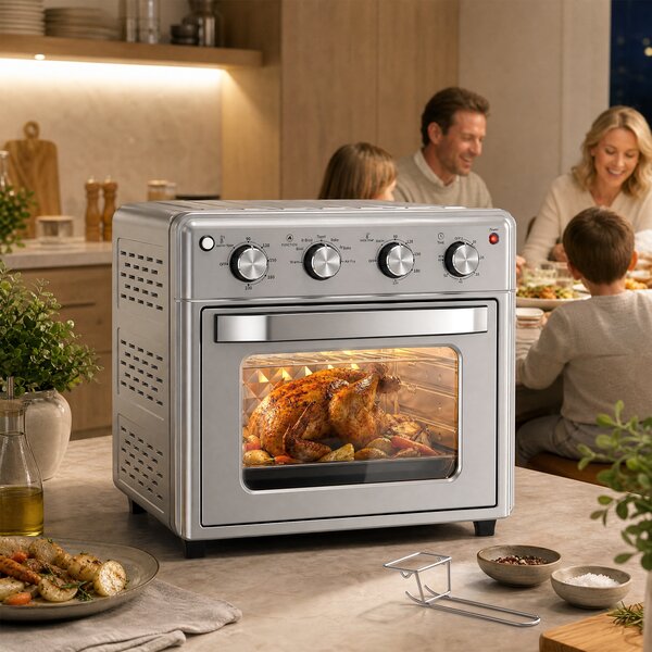 HOMCOM Fornetto Elettrico 30L 1600W Funzione Friggitrice ad Aria con 7 Modalità di Riscaldamento e Timer | Aosom Italy