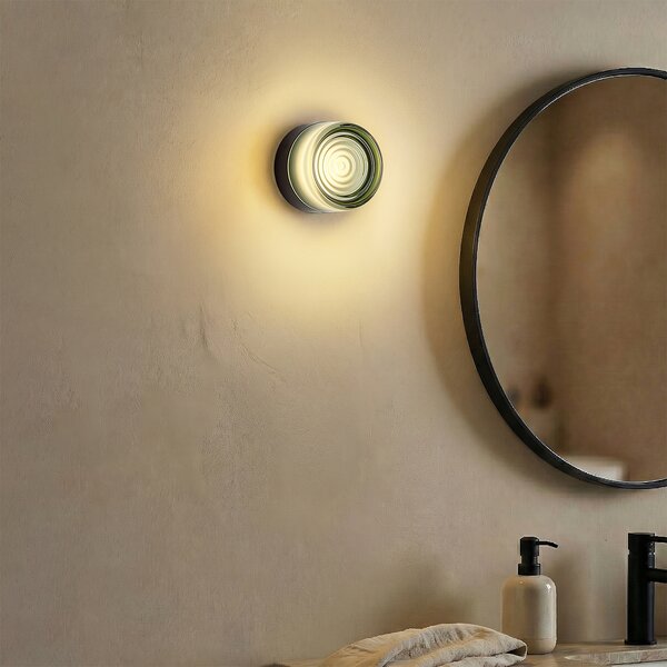 Lampada da parete di design nera con vetro verde chiaro IP44 - Michele