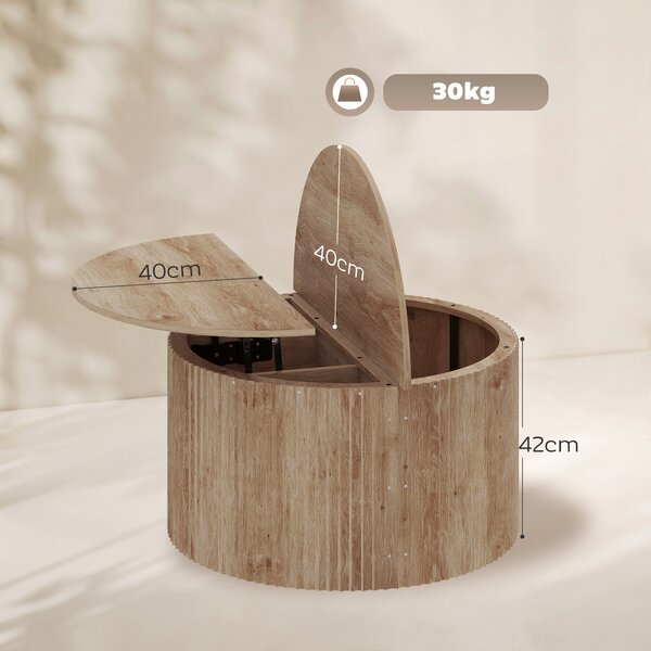 HOMCOM Tavolino da salotto con contenitore e piano sollevabile, legno naturale | Aosom Italy