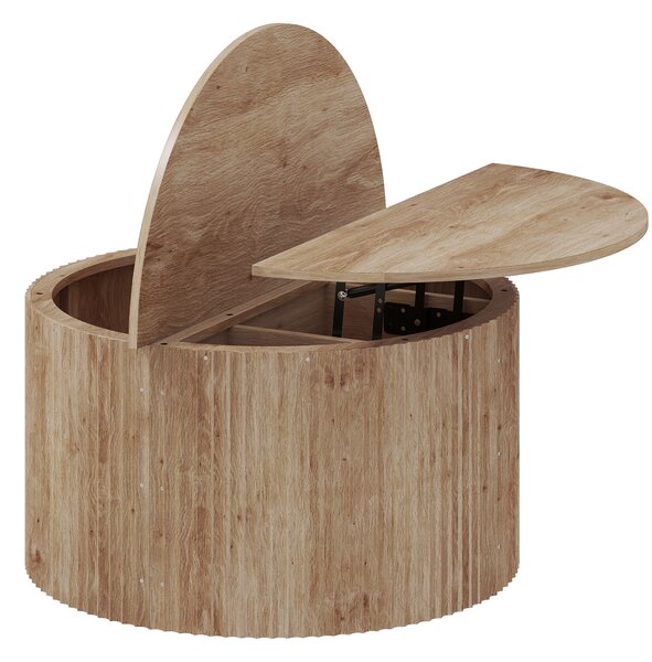 HOMCOM Tavolino da salotto con contenitore e piano sollevabile, legno naturale | Aosom Italy