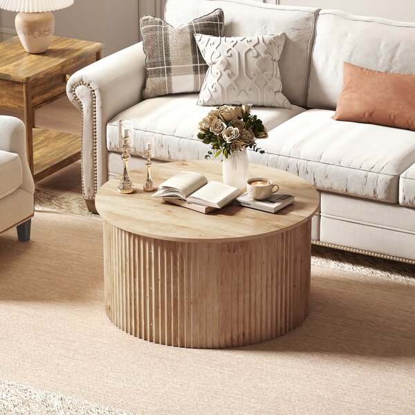 HOMCOM Tavolino da salotto con contenitore e piano sollevabile, legno naturale | Aosom Italy