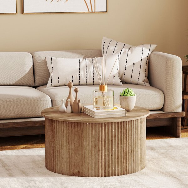 HOMCOM Tavolino da salotto con contenitore e piano sollevabile, legno naturale | Aosom Italy