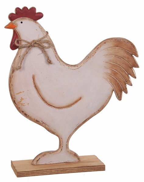 Set 2 Galli Decorativi in Legno H 31,5 cm