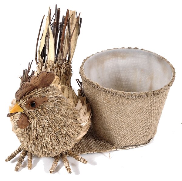 Set 2 Galli Decorativi con Contenitori 15 cm
