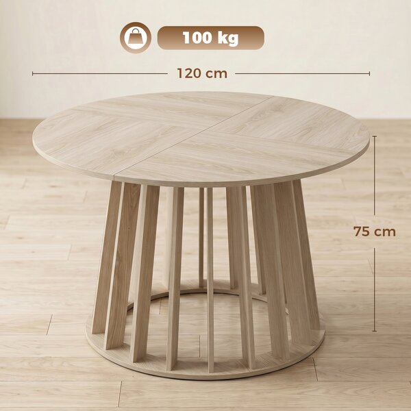 HOMCOM Tavolo da pranzo rotondo per 4-6 persone, Ø 120 x 75 cm, legno naturale | Aosom Italy