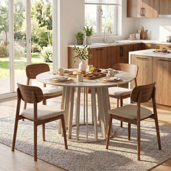 HOMCOM Tavolo da pranzo rotondo per 4-6 persone, Ø 120 x 75 cm, legno naturale | Aosom Italy