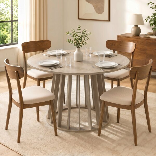 HOMCOM Tavolo da pranzo rotondo per 4-6 persone, Ø 120 x 75 cm, legno naturale | Aosom Italy