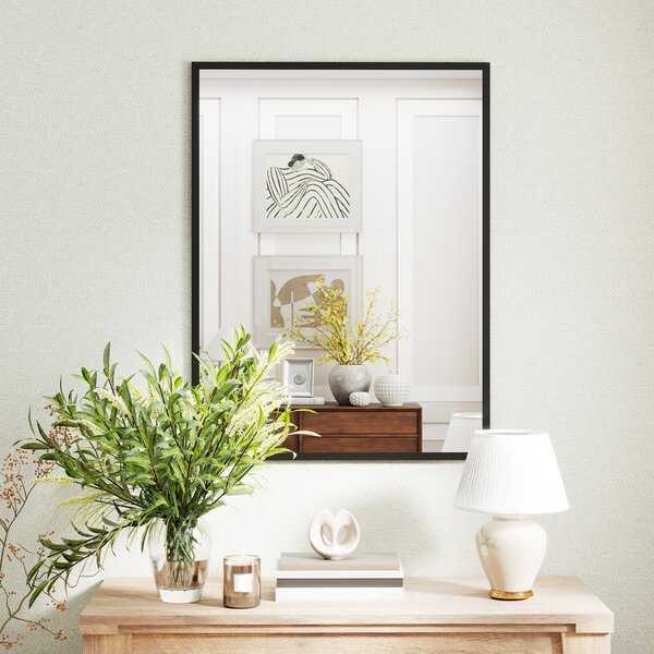 HOMCOM Specchio da parete rettangolare con cornice in legno, 76 x 101 cm, nero | Aosom Italy