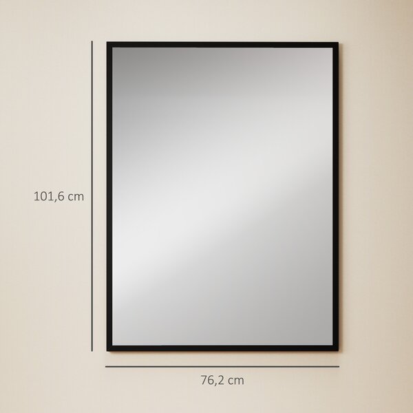 HOMCOM Specchio da parete rettangolare con cornice in legno, 76 x 101 cm, nero | Aosom Italy