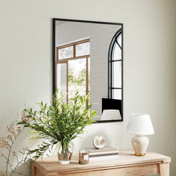 HOMCOM Specchio da parete rettangolare con cornice in legno, 76 x 101 cm, nero | Aosom Italy