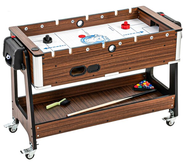 SPORTNOW Tavolo 3 In 1: Air Hockey, Biliardo, Calcio Balilla, Ruote Bloccabili, Ripiano | Aosom Italy