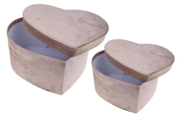Set 2 Scatole Cuore 27 e 25 cm Velluto
