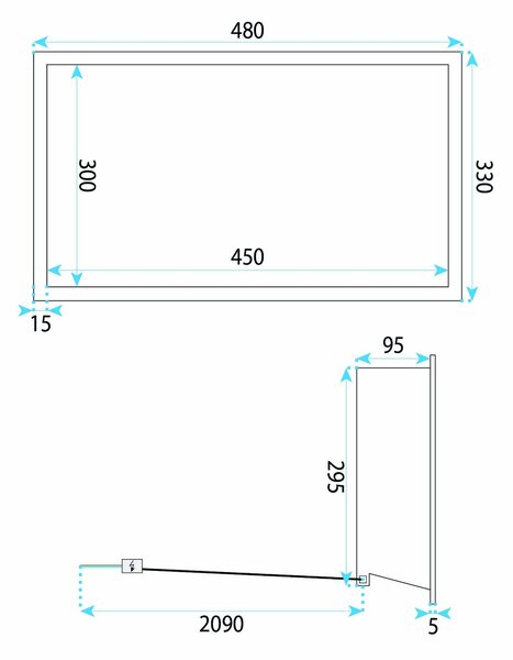 MENSOLA BAGNO LED 30x45 Titan