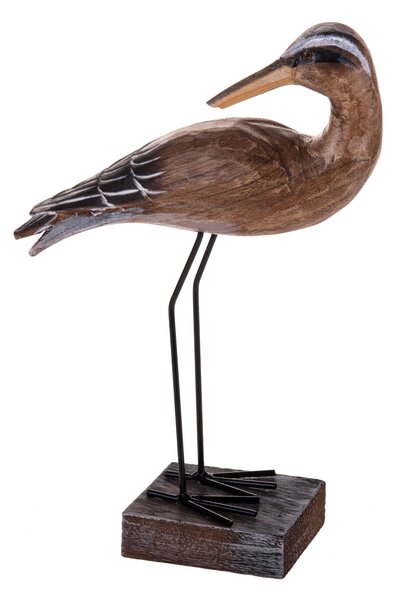 Set 2 Statuette Airone in Legno H 31 cm