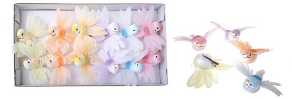 Set 24 Uccelli ad Ali Aperte con Clip Larghezza 10 cm