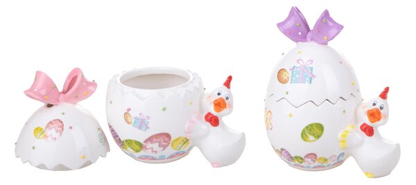 Set 2 Uova Contenitori con Pulcino 16x11x H 19 cm