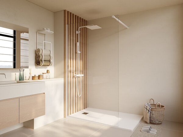 Parete per doccia walk-in Bianco opaco 140x200 cm Vetro 6 mm - DAREN