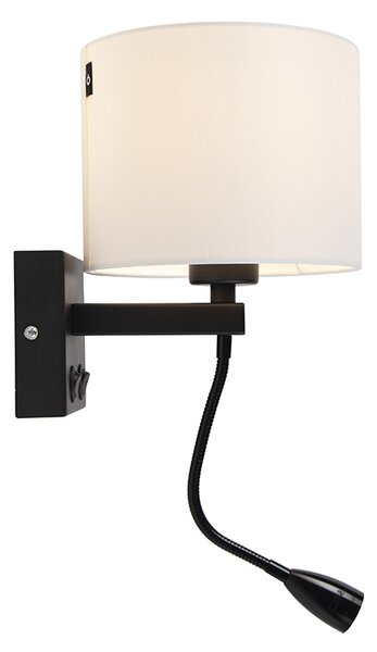 Lampada da parete moderna nera con paralume bianco - Brescia