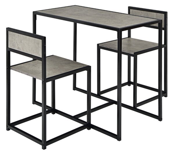 Costway Set da pranzo da 3 pezzi con struttura di metallo, Tavolo da cucina con 2 sedie per spazi ridotti Grigio
