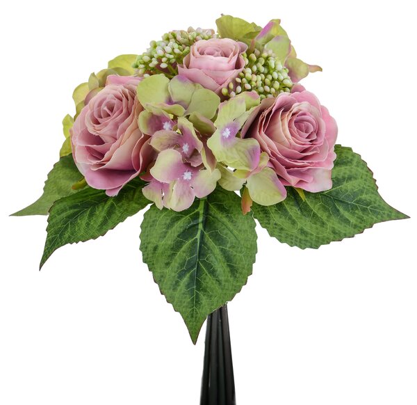 Set 3 Bouquet Artificiali con Rose H 31 cm