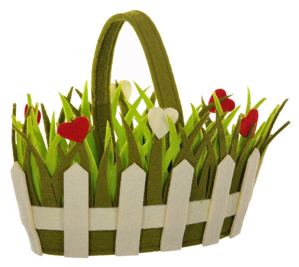Set 3 Cassette Ovale con Manico e Cuori Larghezza 25 cm