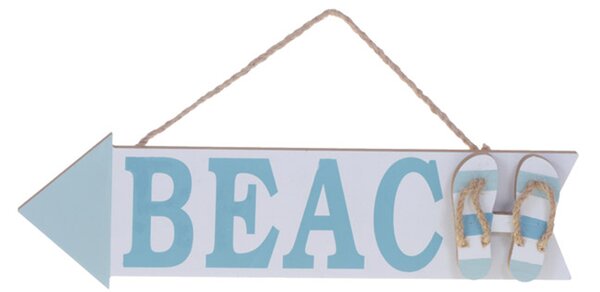 Set 3 Cartelli a Forma di Freccia con Scritta Beach Larghezza 39 cm