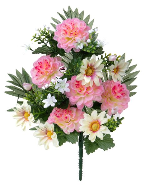 Set 3 Fiori Artificiali Frontale Dalia Margherita x12 49 cm