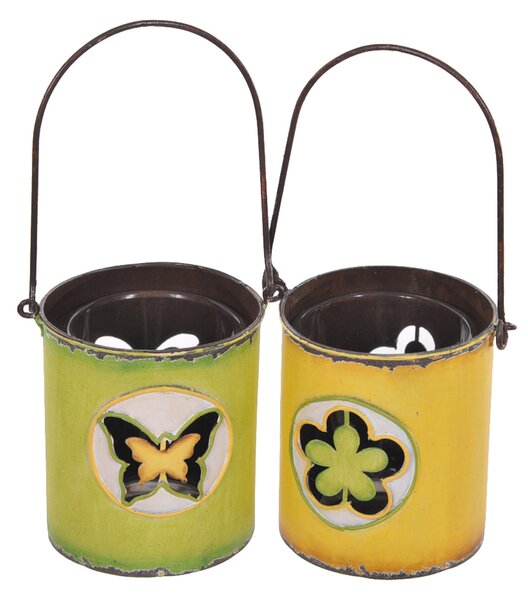 Set 3 Porta Candele con Farfalla e Quadrifoglio Altezza85 cm