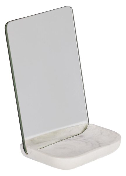 Specchio Sharif con base in resina bianca