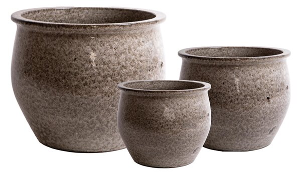 Set 3 Vaso Rotondo in Ceramica Bianco Larghezza 54 cm