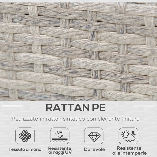 Outsunny Salotto da Giardino, Set Divani da Esterno con Tavolino da Giardino, Mobili da Giardino in Rattan Grigio|Aosom