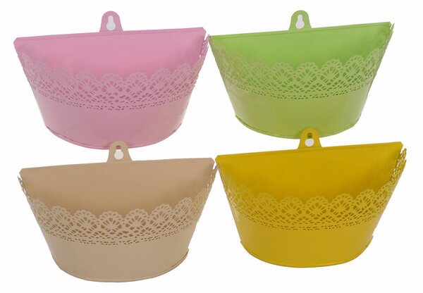 Set 6 Contenitori da Appendere Decorato con Trina H 10 cm