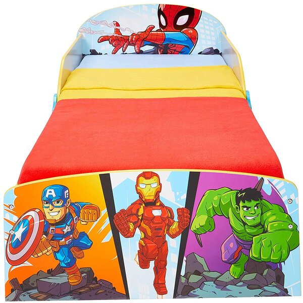 Lettino in Legno Supereroi Marvel con contenitori portaoggetti