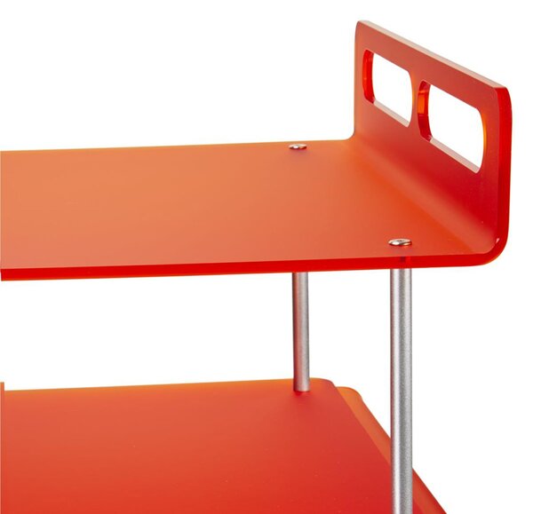 Carrello portavivande da cucina Multifunzione in Cristallo acrilico ONDINA 50x52xh90 cm con ruote piroettanti colore Arancio Satinato