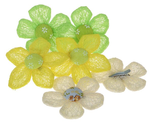 Set 9 Fiori Artificiali con Mollette Assortita H 8 cm