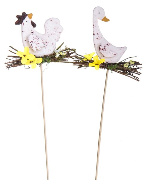 Set 9 Rami in Legno Gallina e Oca H 36 cm