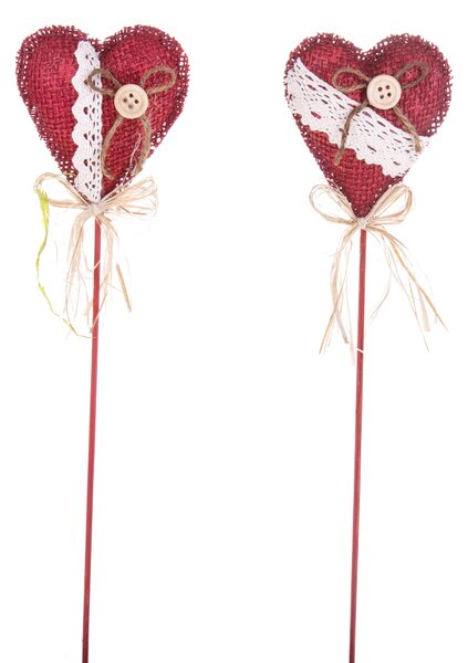 Set 9 Rami in Legno Cuori Trina H 10 cm
