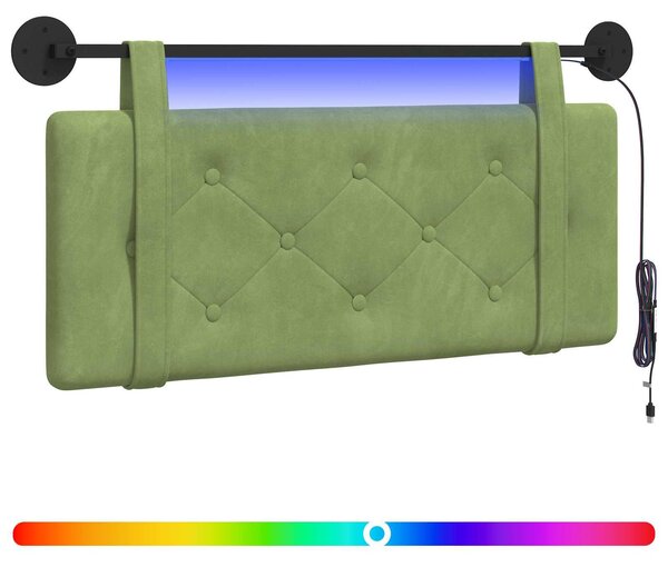 Testiera sospesa Con luce LED Verde chiaro Velluto