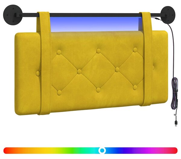 Testiera sospesa Con luce LED Giallo Velluto