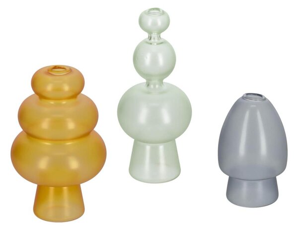 Set Elody di 3 vasi in vetro multicolore