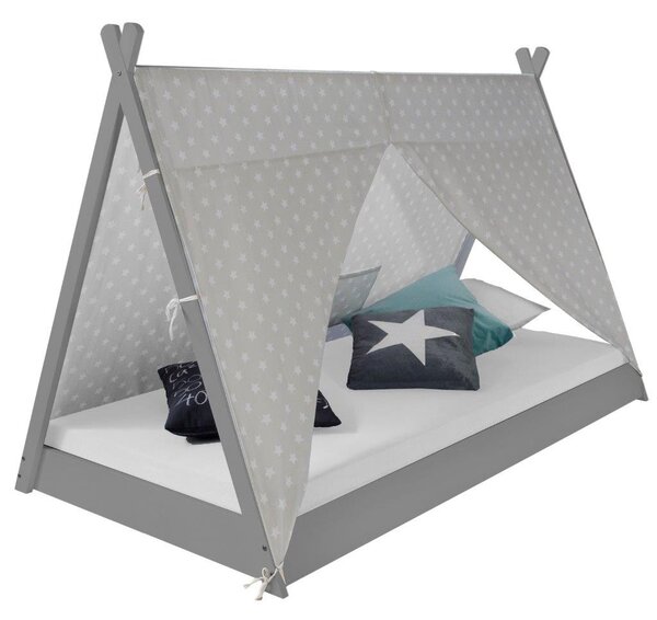 Letto Singolo Montessori a tenda teepee grigio in tessuto