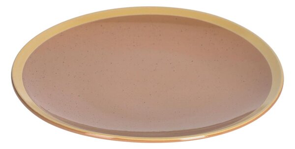 Piatto piano Tilia in ceramica marrone chiaro
