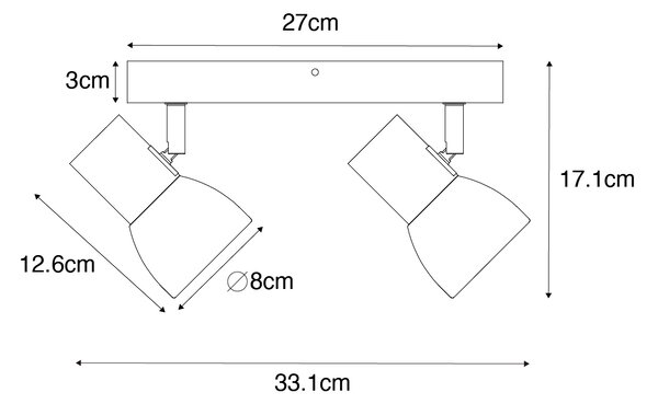 Faretto da soffitto in legno e bianco 2 luci orientabile - Thorin