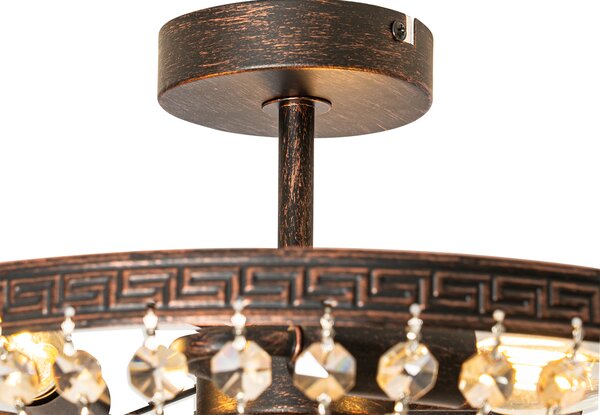 Plafoniera classica bronzo e cristallo 3 luci - Mondrian